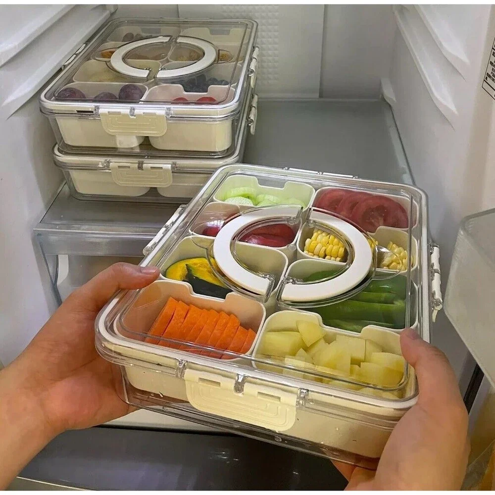 Snackle Box Charcuterie Container 2 Pack Divided Serving‎ Tray with Lid Storage